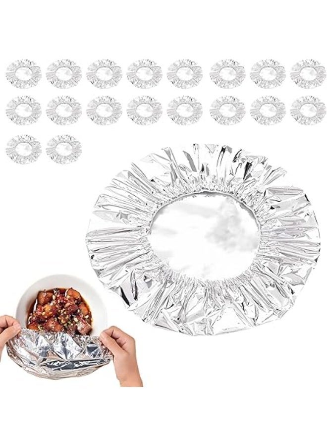 20 قطعة من أغطية الطعام المصنوعة من رقائق الألومنيوم - غطاء عازل لأطباق المطبخ، يحافظ على الحرارة، قابل لإعادة الاستخدام ومرن، يناسب الأطباق والأوعية والحاويات - Image 1